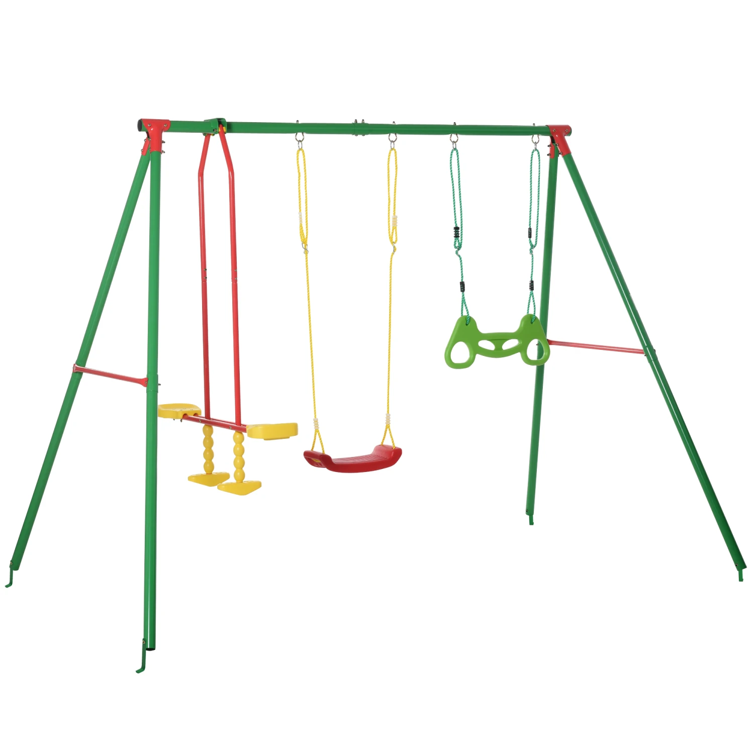 Outsunny 3 In 1 Kids Swing Set W/ Monkey Bar Rings Glider And Adjustable Hanging Rope, Multiple Kids Playground Equipment For Backyard 3 - 8 Years Old 1 Outsunny 3 In 1 Kids Swing Set W/ Monkey Bar Rings Glider And Adjustable Hanging Rope, Multiple Kids Playground Equipment For Backyard 3 - 8 Years Old