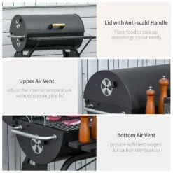 Outsunny 30" Portable Charcoal Barbecue Grill With Wheels Outdoor Barbecue With Adjustable Charcoal Rack, Storage Shelf, For Garden Camping Picnic -Outsunny CZN92d17ed37ba374