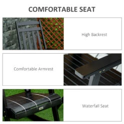Outsunny 2 Pieces Wood Patio Bistro Set, Outdoor Rocking Chair Set With Armrests And High Back Rocking Chair And Portable Side Table, For Indoor, Outdoor, Patio, Backyard, Black -Outsunny Cabb1017f2768d6a9