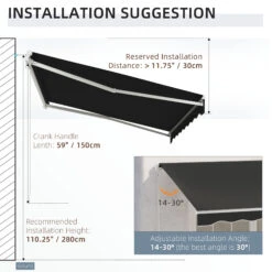 Outsunny 10' X 8' Electric Awning, Retractable Awning, UV Protection Sun Shade Shelter With Remote Controller And Manual Crank Handle For Deck, Balcony, Yard, Black -Outsunny CmMb1018654e08894