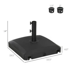 Outsunny Patio Umbrella Base With Wheels, 53lbs Water Or 66lbs Sand Filled, Heavy Duty Outdoor Umbrella Stand Holder, Black -Outsunny CpNc171864a939dca