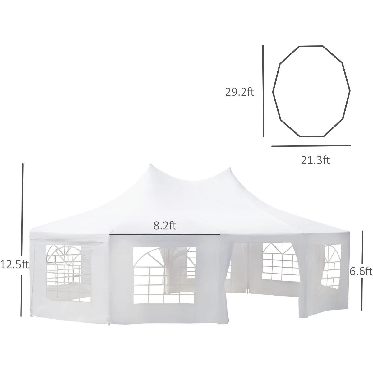 Outsunny 29' X 21' Canopy Party Event Tent With 2 Pull-Back Doors, Column-Less Event Space, & 8 Cathedral Windows 3 Outsunny 29' X 21' Canopy Party Event Tent With 2 Pull-Back Doors, Column-Less Event Space, & 8 Cathedral Windows - Image 3