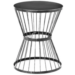 Outsunny 16" Steel Patio Side Table, Garden End Table With Hourglass Design, Accent Table For Outdoor And Indoor Use, Black