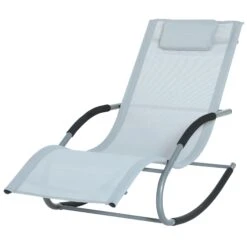 Outsunny Zero Gravity Rocking Chair Outdoor Chaise Lounge Chair Recliner Rocker With Detachable Pillow & Durable Weather-Fighting Fabric For Patio, Deck, Pool, Grey -Outsunny DEh78617e68fb494d