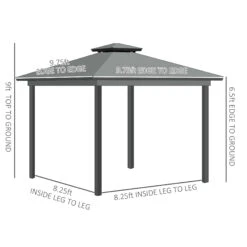 Outsunny 10' X 10' Hardtop Gazebo Canopy With Galvanized Steel Double Roof, Aluminum Frame, Permanent Pavilion Outdoor Gazebo With Netting And Curtains For Patio, Garden, Backyard, Dark Brown -Outsunny DG4c17186dea27811