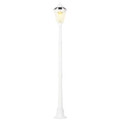 Outsunny 77" Solar Lamp Post Light, Waterproof Aluminum Outdoor Vintage Street Lamp, Motion Activated Sensor PIR, Adjustable Brightness, For Garden, Lawn, Pathway, Driveway, White