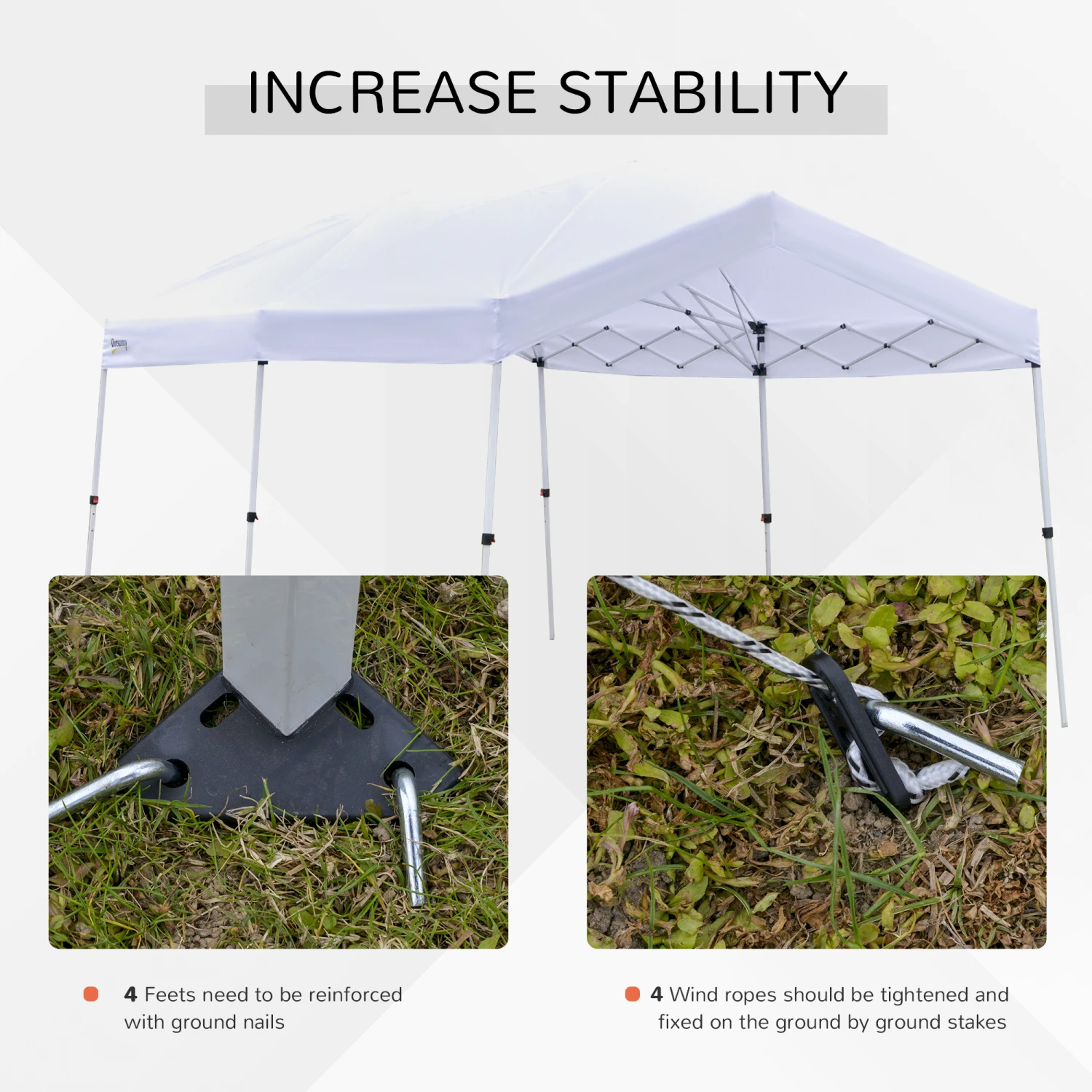 Outsunny 20' X 10' Outdoor Pop Up Canopy Tent Gazebo With 3-Level Adjustable Legs, Roller Bag, & UV-Fighting Canopy 6 Outsunny 20' X 10' Outdoor Pop Up Canopy Tent Gazebo With 3-Level Adjustable Legs, Roller Bag, & UV-Fighting Canopy - Image 6