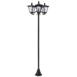 Outsunny Outdoor Lamp Post Lights, Triple Head Solar Powered Lamp, Street Vintage Solar Post Lamp, For Backyard, Garden Pathway, Driveway, 72 Inches