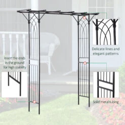 Outsunny 82'' Decorative Metal Garden Trellis Arch With Durable Steel Tubing & Elegant Scrollwork, Perfect For Weddings -Outsunny DOma0917f7d5464a3