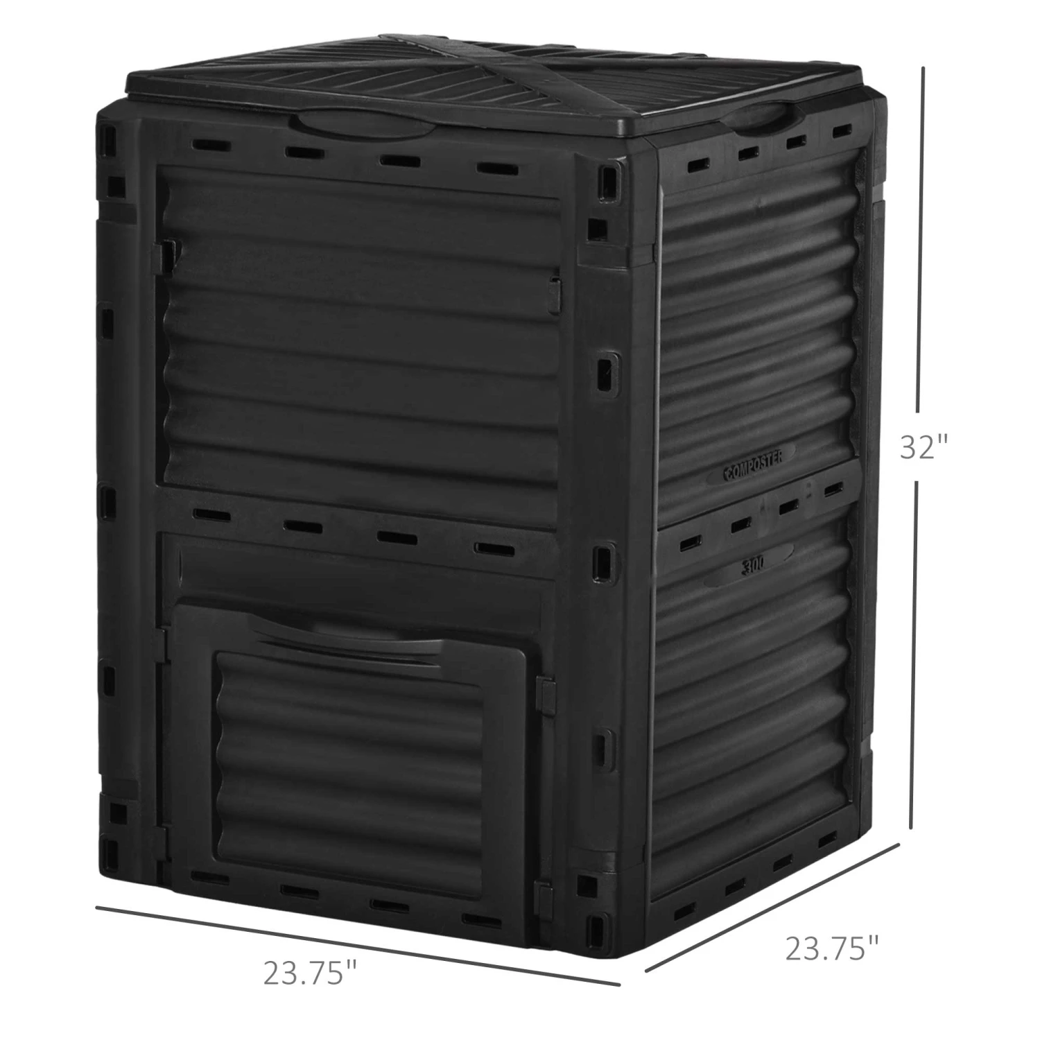 Outsunny Garden Compost Bin 80 Gallon Outdoor Large Capacity Composter Fast Create Fertile Soil Aerating Box, Easy Assembly, Black 3 Outsunny Garden Compost Bin 80 Gallon Outdoor Large Capacity Composter Fast Create Fertile Soil Aerating Box, Easy Assembly, Black - Image 3