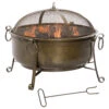 Outsunny Outdoor Fire Pit With Grill Cooking Grate, Cover, Fire Poker For Patio