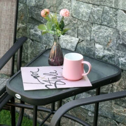 Outsunny Outdoor Glider Chairs With Coffee Table, Patio 2-Seat Rocking Chair Swing With Breathable Sling For Backyard, Garden And Porch, Brown -Outsunny DbU6b6189665e8b45