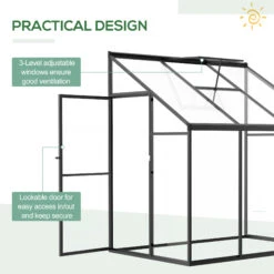 Outsunny 6' X 4' Aluminum Greenhouse Polystyrene Walk-in Garden Greenhouse With Adjustable Roof Vent And Lockable Door, Clear -Outsunny Did88c1802754bc1d