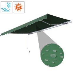 Outsunny 12' X 8' Outdoor Patio Manual Retractable Exterior Window Awning - Green -Outsunny Dj807617e66e2485f