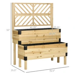 Outsunny 2 Tier Raised Garden Bed With Trellis, Wooden Elevated Planter Box With Legs And Metal Corners, For Vegetables, Flowers, Herbs, Natural -Outsunny Dlmc171866ea03aaf