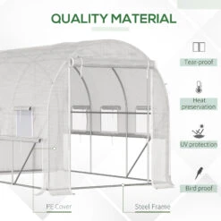 Outsunny 10' X 7' X 7' Walk-in Tunnel Greenhouse, Outdoor Plant Nursery With Anti-Tear PE Cover, Zipper Doors And Mesh Windows, White -Outsunny Dqr88c188c3b86e7d