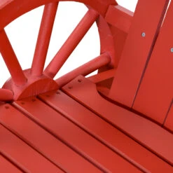 Outsunny Wooden Rocking Chair, Adirondack Rocker Chair W/ Slatted Design And Oversized Back, Outdoor Rocking Chair With Wagon Wheel Armrest For Porch, Poolside, And Garden, Red -Outsunny Dts3d61815d8d07a7