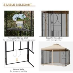 Outsunny 10' X 10' Patio Gazebo With Corner Shelves, Outdoor Gazebo Canopy Shelter With Netting, And Vented Roof, For Garden, Lawn, Backyard And Deck 21 Outsunny 10' X 10' Patio Gazebo With Corner Shelves, Outdoor Gazebo Canopy Shelter With Netting, And Vented Roof, For Garden, Lawn, Backyard And Deck -Outsunny Dvp03017e698db5b5