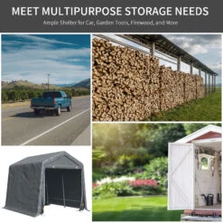 Outsunny 7.9' X 6.6' Garden Garage Storage Tent, Metal Frame Bike Shed W/ Zipper Doors 15 Outsunny 7.9' X 6.6' Garden Garage Storage Tent, Metal Frame Bike Shed W/ Zipper Doors -Outsunny E3975617f2768c4c6