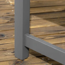 Outsunny 6 Piece Patio Dining Set, Outdoor Poplar Wood Furniture Set, Umbrella Hole Table And Chairs With Bench For Porch, Backyard, Balcony, Outside Garden, Dark Gray -Outsunny EAb3d61860aa1e01d