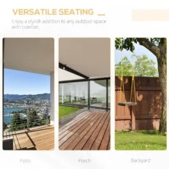 Outsunny 2-Seater Hanging Porch Swing Outdoor Patio Swing Chair Seat With Slatted Build And Chains, 440lbs Weight Capacity, White -Outsunny ECA756181532ed9b2