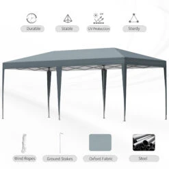 Outsunny 19' X 10' Outdoor Gazebo Pop Up Canopy Party Tent With Carrying Bag, Grey 12 Outsunny 19' X 10' Outdoor Gazebo Pop Up Canopy Party Tent With Carrying Bag, Grey -Outsunny ELaa091812370a04f