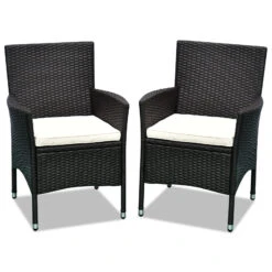 Outsunny 2 PCS Rattan Wicker Dining Chairs With Cushions And Anti-Slip Foot, Patio Stackable Chairs Set For Backyard, Garden, Lawn, Dark Coffee 19 Outsunny 2 PCS Rattan Wicker Dining Chairs With Cushions And Anti-Slip Foot, Patio Stackable Chairs Set For Backyard, Garden, Lawn, Dark Coffee -Outsunny ERKdaa1802af076d4