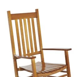 Outsunny Outdoor Rocking Chair, Wooden Rocking Patio Chairs With Rustic High Back, Slatted Seat And Backrest For Indoor, Backyard, Garden, Natural -Outsunny EUEd4d17fe800e1be