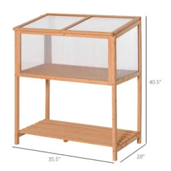Outsunny 36" X 20" X 41" Greenhouse Raised Potted Plant Protection Box Outdoor With Openable Top, Wooden Cold Frame Orange -Outsunny EUT50417e684422b3