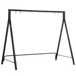 Outsunny Metal Porch Swing Stand, Heavy Duty Swing Frame, Hanging Chair Stand Only, 660 LBS Weight Capacity, For Backyard, Patio, Lawn, Playground, Black