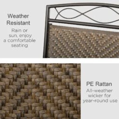 Outsunny Set Of 2 Outdoor Glider Chairs, Porch & Patio Rockers For Deck With PE Rattan Seats, Steel Frames For Garden, Backyard, Poolside, Brown -Outsunny EZ288c1864a935bf3