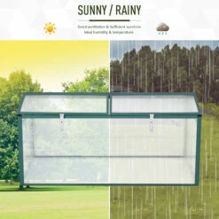 Outsunny 51" Aluminum Vented Cold Frame Mini Greenhouse Kit - Silver/Green/Transparent -Outsunny Eaxb1017fe7fb0d13