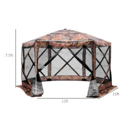 Outsunny 6-Sided Hexagon Pop Up Party Tent Gazebo With Mesh Netting Walls & Shaded Interior, 12' X 12', Flower -Outsunny Egfc171821eaa7371