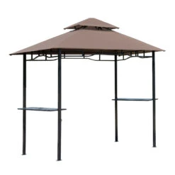 Outsunny 8' Patio BBQ Grill Gazebo Canopy With 2 Tier, Flame Retardant Cover, Large Storage Work Platform And Stylish Utility