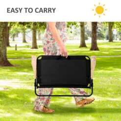 Outsunny Double Folding Camping Chair, Loveseat For 2 Adults, Portable Camping Couch With Wood Armrest & Cupholders, For Backpacking, Beach, Sports Travel, Black -Outsunny EoMb1018123778ed8