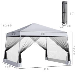 Outsunny Slant Leg Pop Up Canopy Tent With Netting And Carry Bag, Instant Sun Shelter, Tents For Parties, Height Adjustable, For Outdoor, Garden, Patio, (11.5'x11.5' Base / 10'x10' Top), White -Outsunny Errc171811fb9e71f