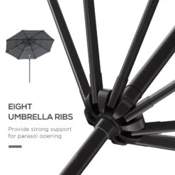 Outsunny 9' 3-Tier Patio Umbrella, Outdoor Market Umbrella With Crank And Push Button Tilt For Deck, Backyard And Lawn, Dark Grey -Outsunny EvF756180fa54a3a6