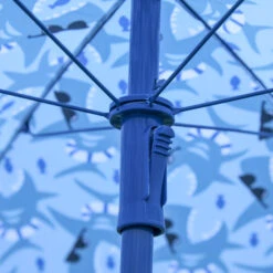 Outsunny Kids Folding Table And Chairs Set Shark Pattern For Outdoor Garden Patio Backyard With Removable & Height Adjustable Sun Umbrella, Blue -Outsunny Ew84ac17e6b209835