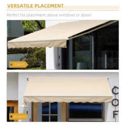 Outsunny 13' X 8' Retractable Awning, Patio Awnings, Sunshade Shelter With Manual Crank Handle, 280g/m² UV & Water-Resistant Fabric And Aluminum Frame For Deck, Balcony, Yard, Beige 14 Outsunny 13' X 8' Retractable Awning, Patio Awnings, Sunshade Shelter With Manual Crank Handle, 280g/m² UV & Water-Resistant Fabric And Aluminum Frame For Deck, Balcony, Yard, Beige -Outsunny Exfb10181a40ad24b