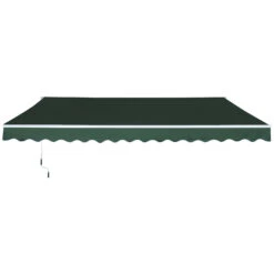 Outsunny 12' X 8' Outdoor Patio Manual Retractable Exterior Window Awning - Green -Outsunny F4T94d17e66e2485f