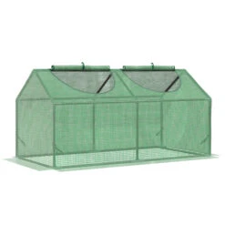 OUTSUNNY Outdoor 4' X 2' X 2' Portable Mini Greenhouse, Small Greenhouse With PE Cover, Roll-up Zippered Windows For Indoor, Outdoor Garden, Green