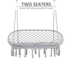 Outsunny Hammock Chair Cotton Rope Porch With Cushion For Indoor Outdoor Using -Outsunny FEH88c17fc011f0ac