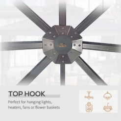 Outsunny 10' X 10' Hardtop Gazebo Canopy With Galvanized Steel Double Roof, Aluminum Frame, Permanent Pavilion Outdoor Gazebo With Netting And Curtains For Patio, Garden, Backyard, Dark Brown -Outsunny FEj88c186dea27811