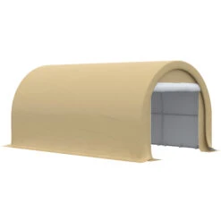 Outsunny 10' X 16' Carport, Heavy Duty Portable Garage Storage Tent With Large Zippered Door, Anti-UV PE Canopy Cover For Car, Truck, Boat, Motorcycle, Bike, Garden Tools, Outdoor Work, Beige -Outsunny FIB3d6188564924be