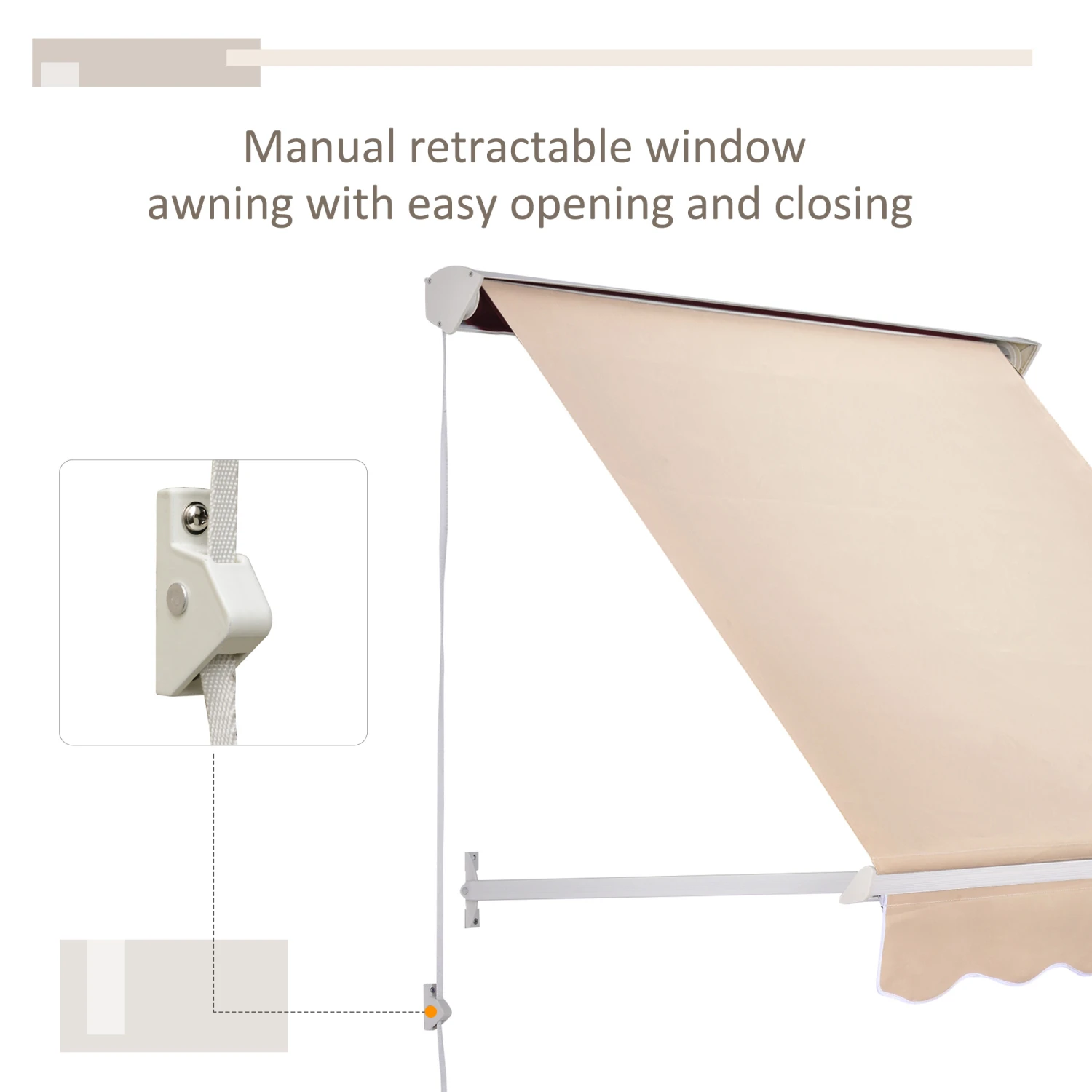 Outsunny 6' Drop Arm Manual Retractable Sun Shade Patio Window Awning - Cream 6 Outsunny 6' Drop Arm Manual Retractable Sun Shade Patio Window Awning - Cream - Image 6
