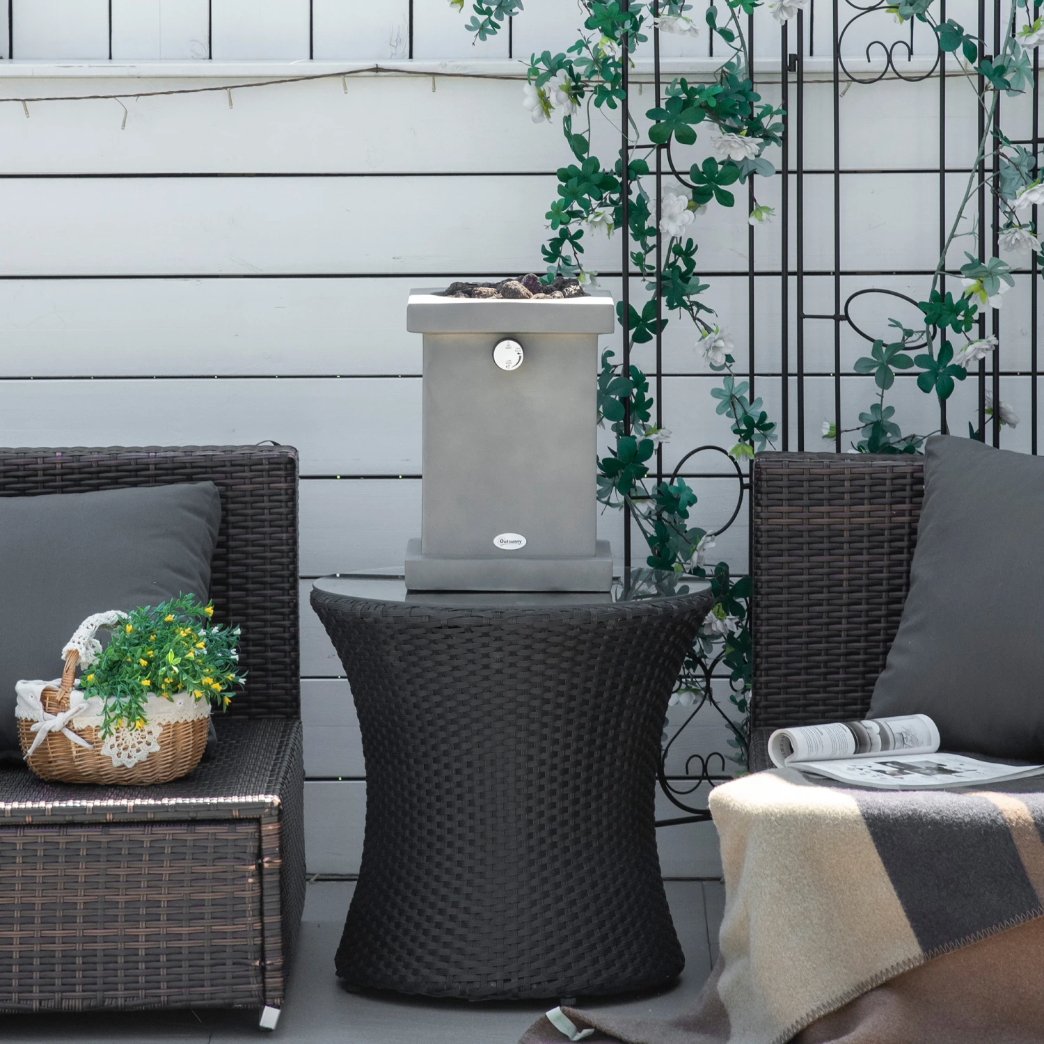 Outsunny Portable Outdoor Propane Fire Pit, Small Tabletop Fireplace, 10 Inch Square Gas Firebowl, 10,000 BTU, W/ Lava Rocks, CSA Certification, For Garden, Patio, Light Grey 9 Outsunny Portable Outdoor Propane Fire Pit, Small Tabletop Fireplace, 10 Inch Square Gas Firebowl, 10,000 BTU, W/ Lava Rocks, CSA Certification, For Garden, Patio, Light Grey - Image 9