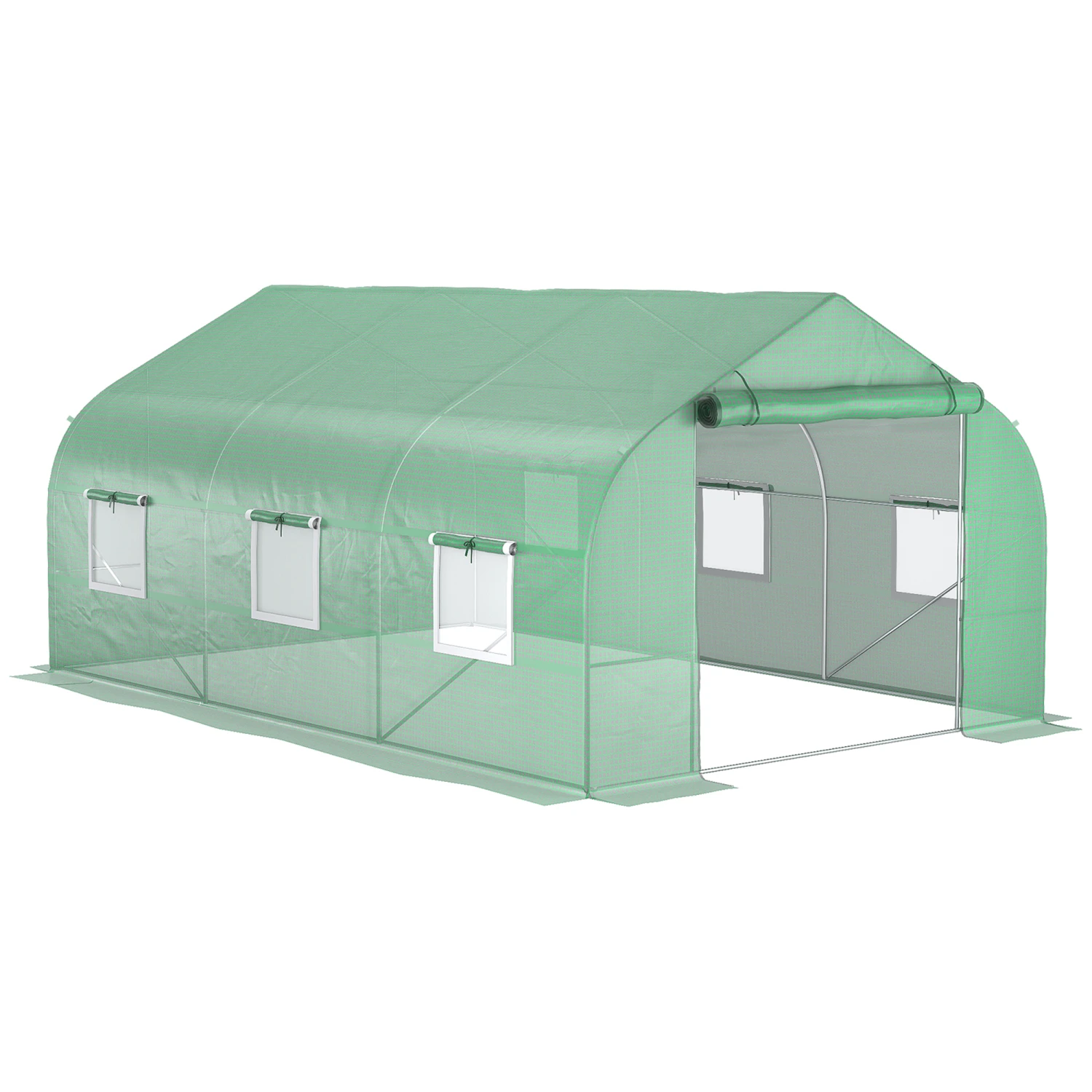 Outsunny 11.5' X 10' X 7' Outdoor Portable Walk-In Tunnel Greenhouse With Windows-Deep Green 8 Outsunny 11.5' X 10' X 7' Outdoor Portable Walk-In Tunnel Greenhouse With Windows-Deep Green - Image 8