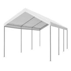 Outsunny 10' X 20' Heavy Duty Outdoor Carport Awning/Canopy With Weather-Fighting Material & Anchor Kit, White