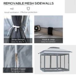 Outsunny 12' X 12' Pop Up Canopy Tent With Netting And Carry Bag, Instant Sun Shelter With 137 Sq.ft Shade, Tents For Parties, Height Adjustable, For Outdoor, Garden, Patio, Gray -Outsunny FXwf0d1898f9370a1