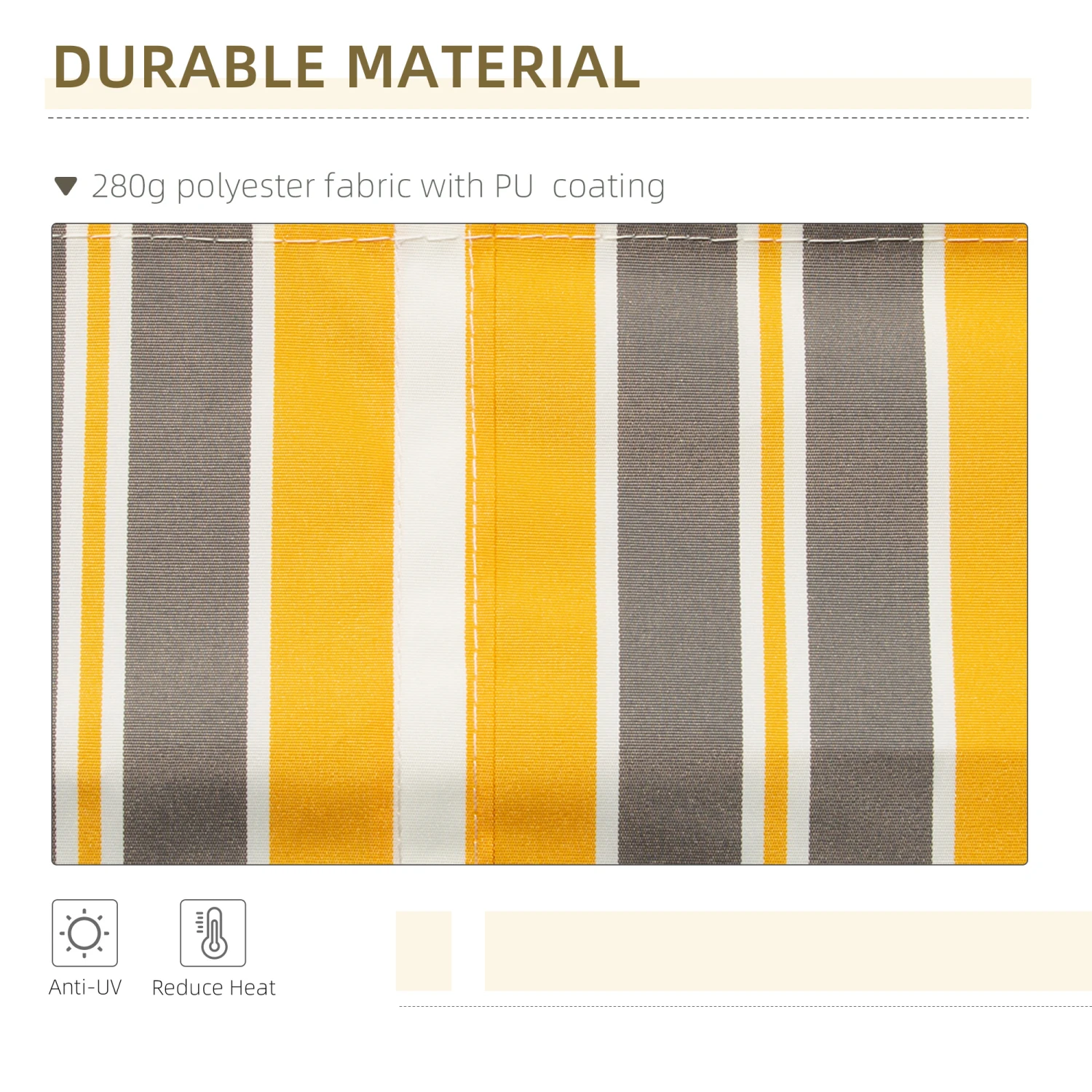 Outsunny 12' X 10' Manual Retractable Awning Outdoor Sunshade Shelter For Patio, Balcony, Yard, With Adjustable & Versatile Design, Yellow And Grey 4 Outsunny 12' X 10' Manual Retractable Awning Outdoor Sunshade Shelter For Patio, Balcony, Yard, With Adjustable & Versatile Design, Yellow And Grey - Image 4